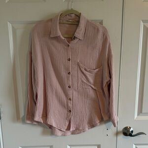 altar'd state Gauzy 100% cotton Pink Button-Up Shirt Size Small